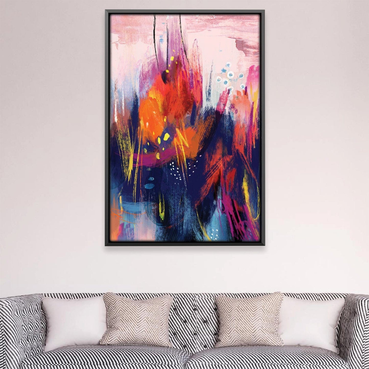 Vibrant Abstract Oil Painting with Dynamic Colors for Modern Home Decor