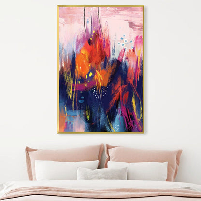 Vibrant Abstract Oil Painting with Dynamic Colors for Modern Home Decor