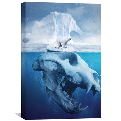 Majestic Polar Bear on Iceberg – Striking Ocean Blue Oil Painting