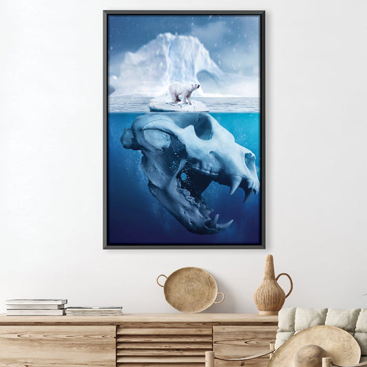 Majestic Polar Bear on Iceberg – Striking Ocean Blue Oil Painting
