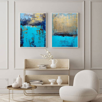 Vibrant Blue Abstract Oil Painting for Modern Home Decor