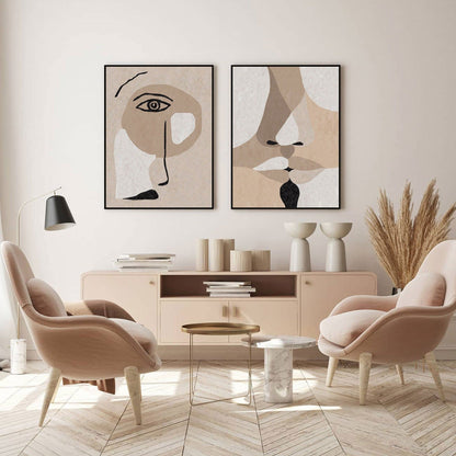 Contemporary Minimalist Beige Abstract Oil Painting for Modern Home Decor