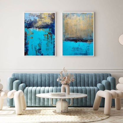 Vibrant Blue Abstract Oil Painting for Modern Home Decor