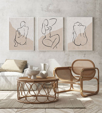 Elegant Minimalist Nude Line Art for Modern Home Decor