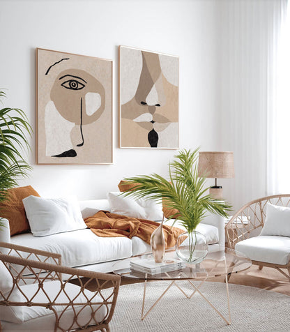 Contemporary Minimalist Beige Abstract Oil Painting for Modern Home Decor
