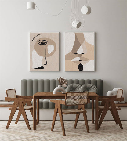 Contemporary Minimalist Beige Abstract Oil Painting for Modern Home Decor