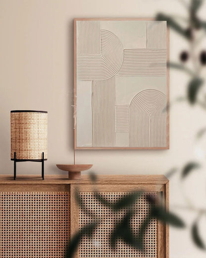 Contemporary Beige Abstract Relief Artwork for Modern Home Decor