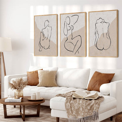 Elegant Minimalist Nude Line Art for Modern Home Decor