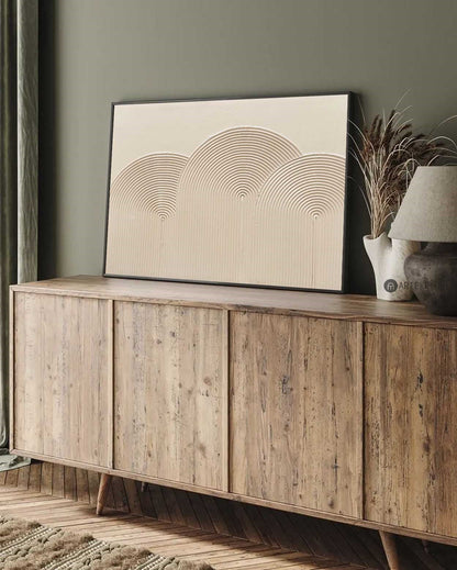 Elegant Beige Minimalist Abstract Oil Painting for Modern Interiors