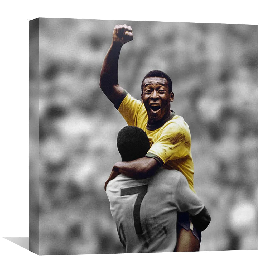 Joyful Celebration of Soccer Legend Pele - Canvas Oil Painting