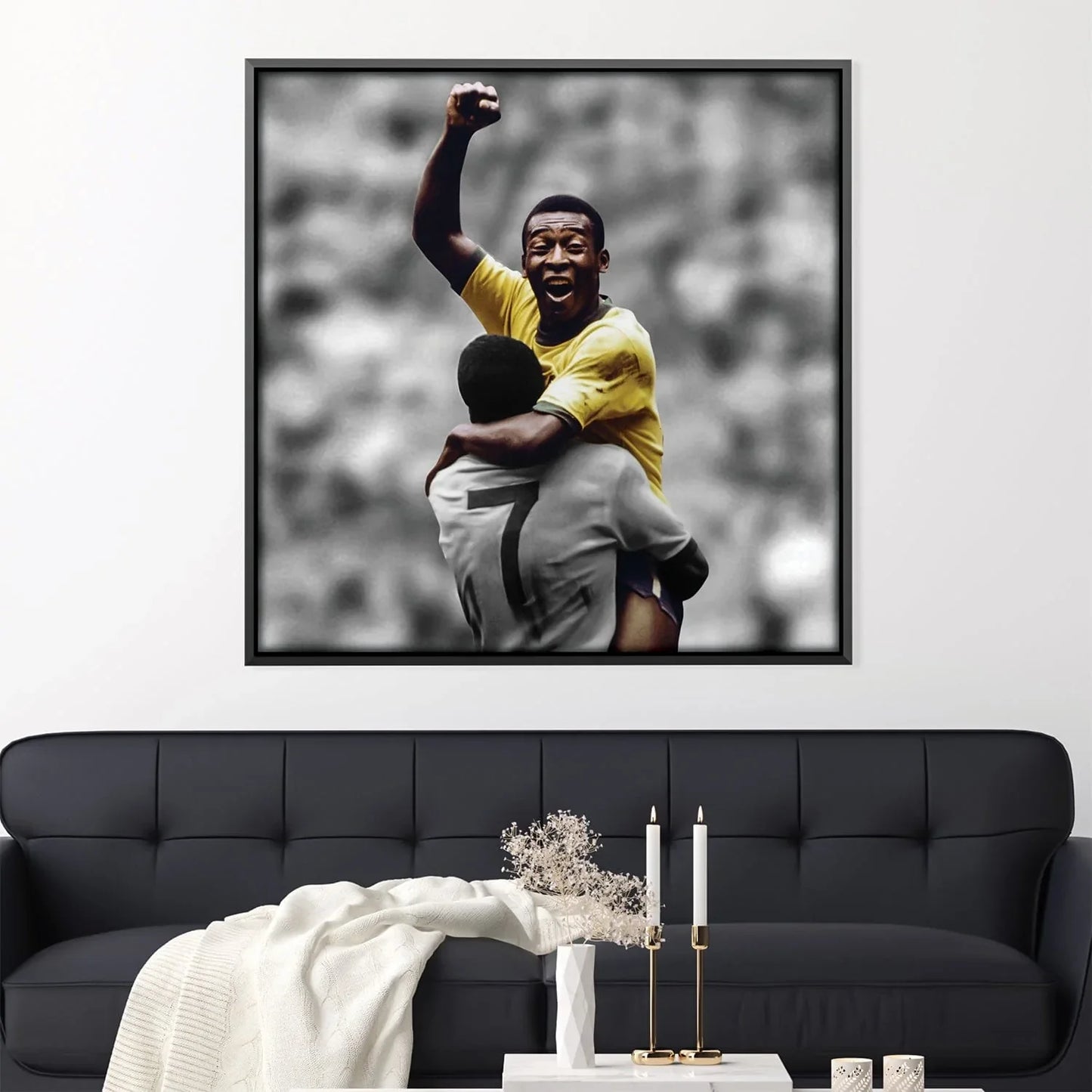 Joyful Celebration of Soccer Legend Pele - Canvas Oil Painting