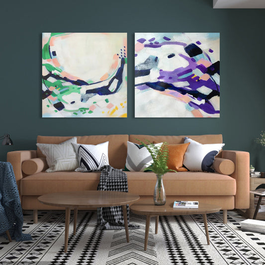 Abstract Harmony in Colorful Swirls - Elegant Oil Painting for Modern Interiors