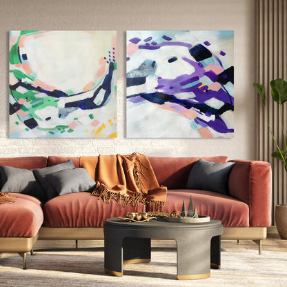 Abstract Harmony in Colorful Swirls - Elegant Oil Painting for Modern Interiors