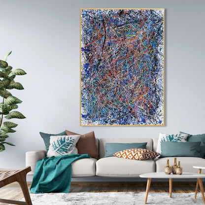 Vibrant Abstract Oil Painting with Energetic Swirls and Bold Colors for Modern Decor