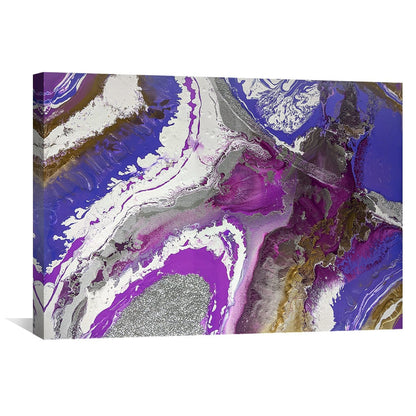 Abstract Purple Geode Oil Painting for Modern Home Decor