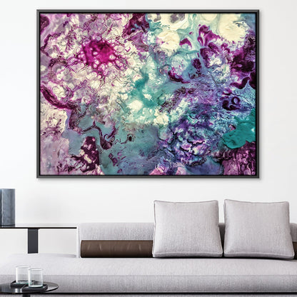 Vibrant Purple and Teal Abstract Oil Painting for Modern Home Decor