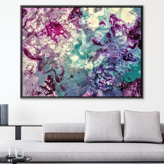 Vibrant Purple and Teal Abstract Oil Painting for Modern Home Decor