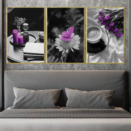 Vibrant Purple Floral Canvas Art for Modern Home Decor