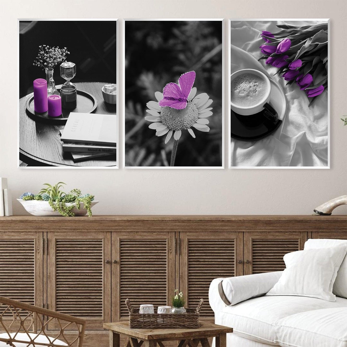 Vibrant Purple Floral Canvas Art for Modern Home Decor