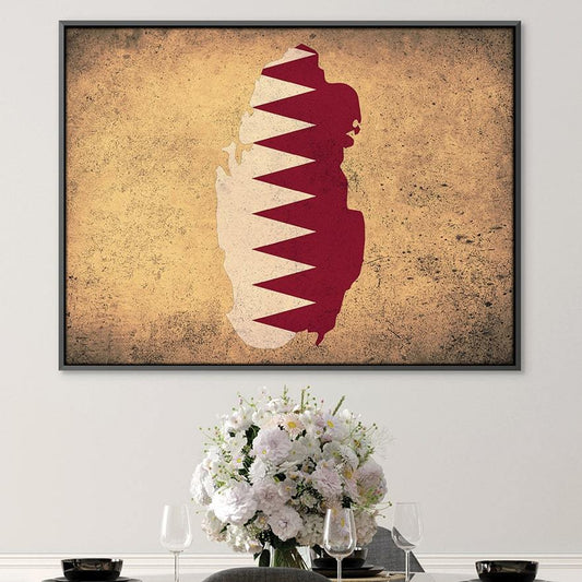 Qatar Flag Oil Painting - Modern Art Canvas for Home and Office Decor