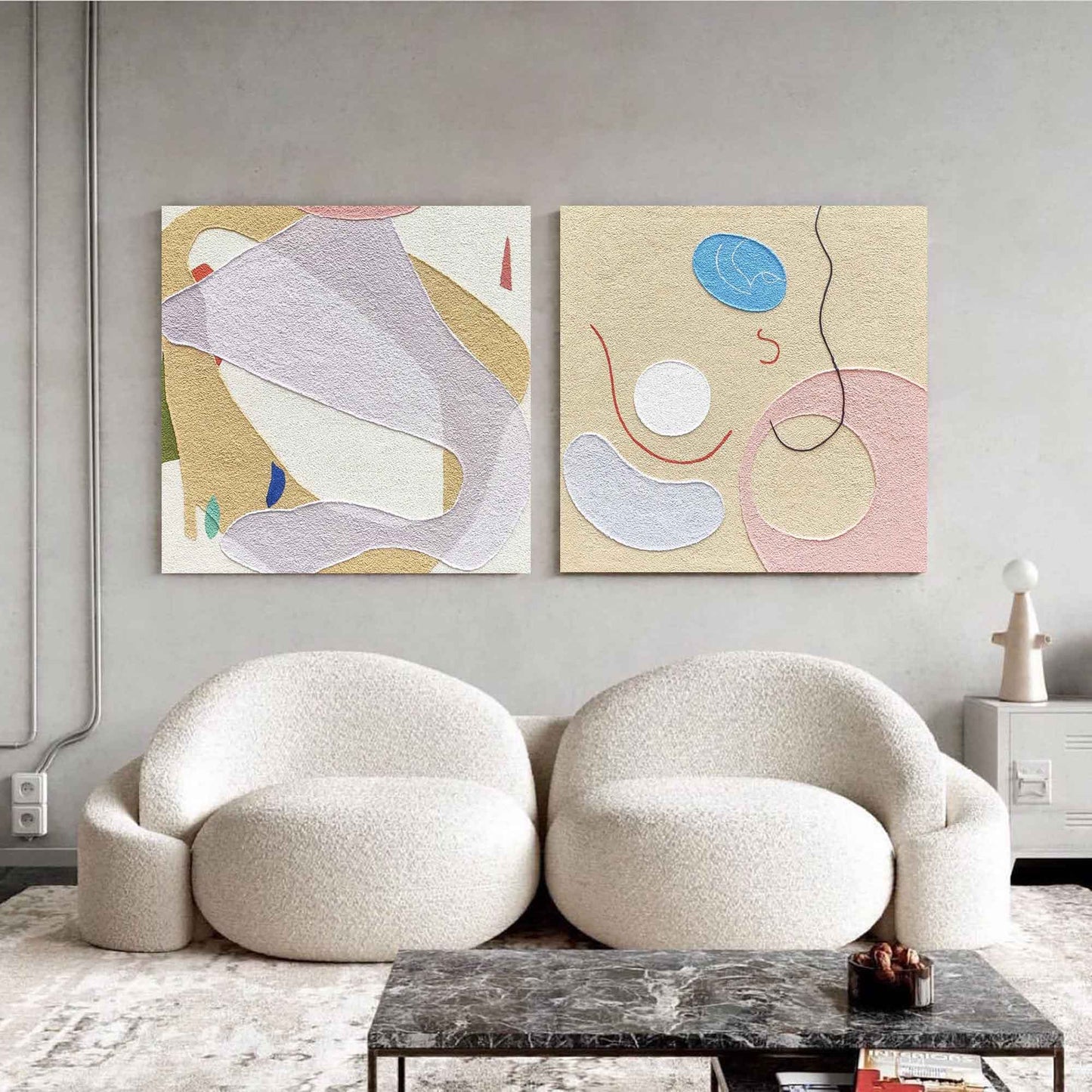 Abstract Minimalist Geometric Oil Painting for Modern Home Decor