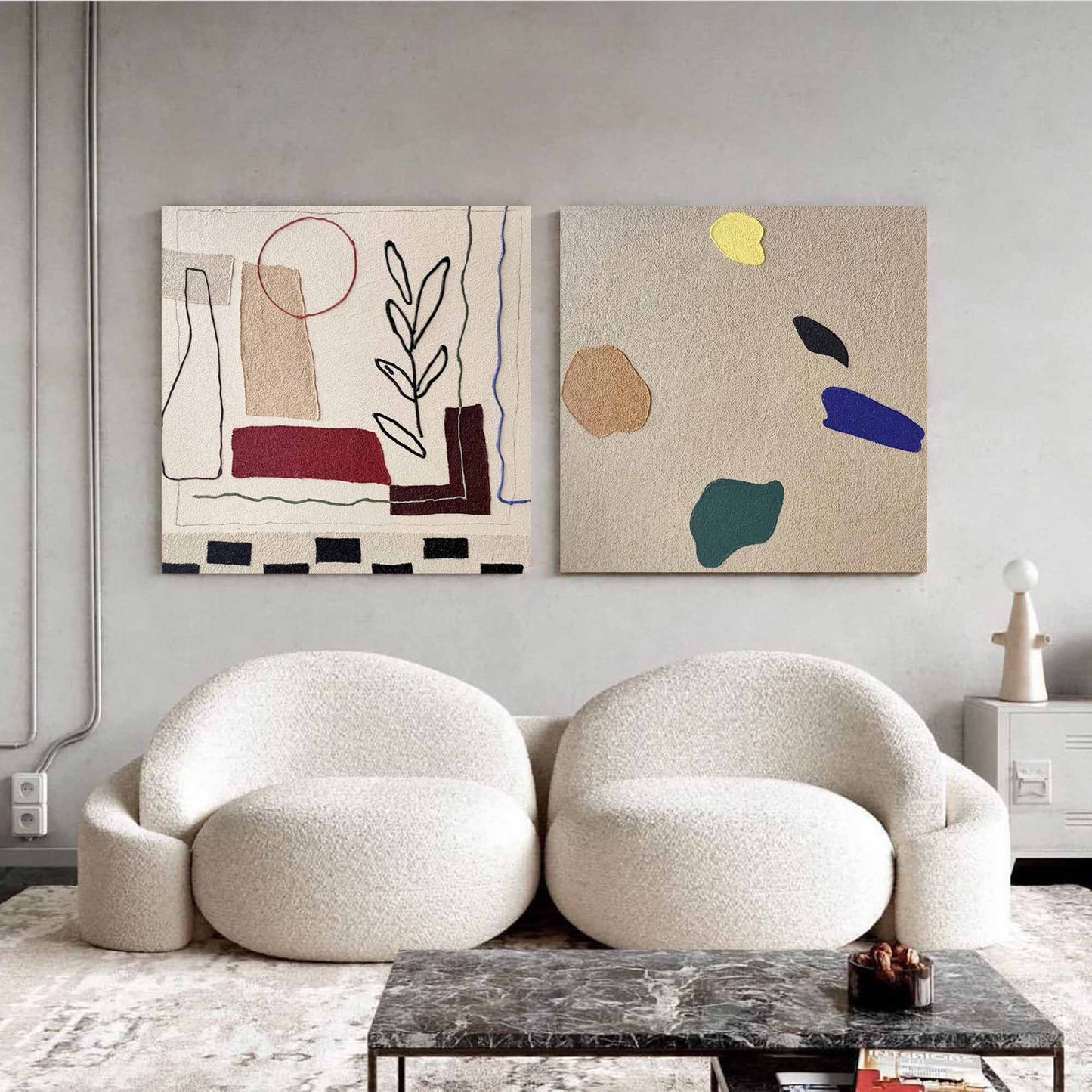Contemporary Minimalist Geometric Oil Painting for Modern Home Decor