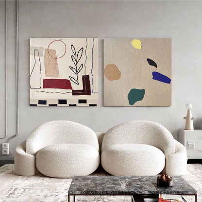 Contemporary Minimalist Geometric Oil Painting for Modern Home Decor
