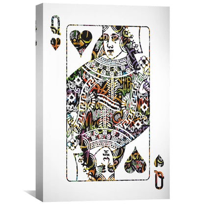 Queen of Hearts Graffiti Art - Vibrant Canvas Painting for Modern Decor