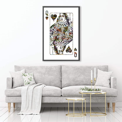 Queen of Hearts Graffiti Art - Vibrant Canvas Painting for Modern Decor