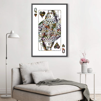 Queen of Hearts Graffiti Art - Vibrant Canvas Painting for Modern Decor