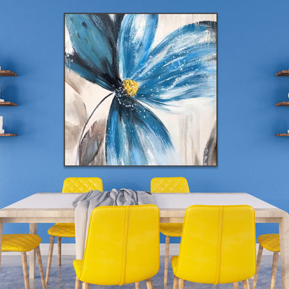 Vibrant Blue Flower Oil Painting for Modern Home Decor