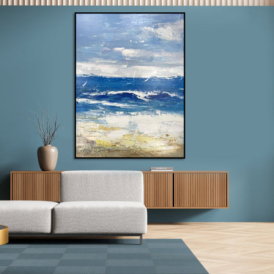 Tranquil Ocean Waves in Vibrant Oil Painting for Serene Home Decor