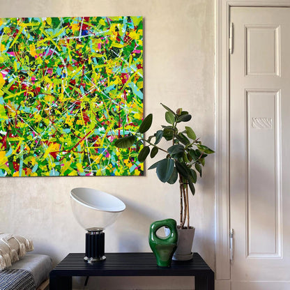 Vibrant Green Abstract Oil Painting for Modern Home Décor