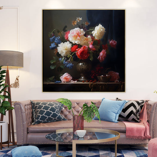 Exquisite Floral Still Life in a Classic Vase - Elegant Oil Painting for Home Decor