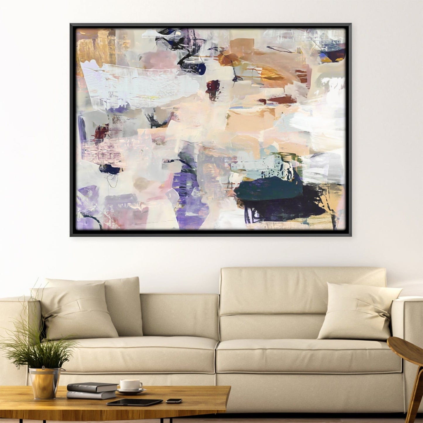 Abstract Oil Painting of Soft Colors and Textures for Modern Decor