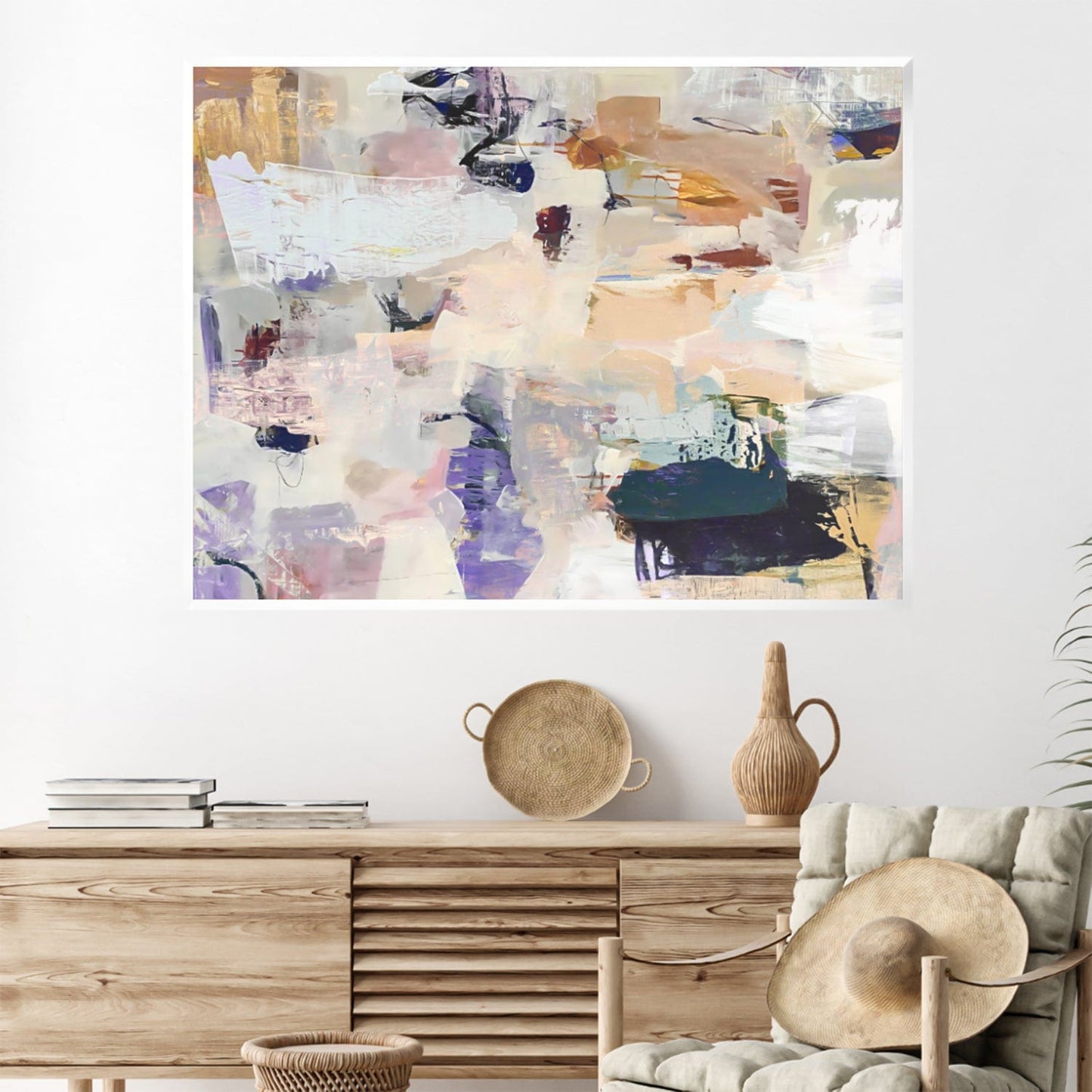 Abstract Oil Painting of Soft Colors and Textures for Modern Decor