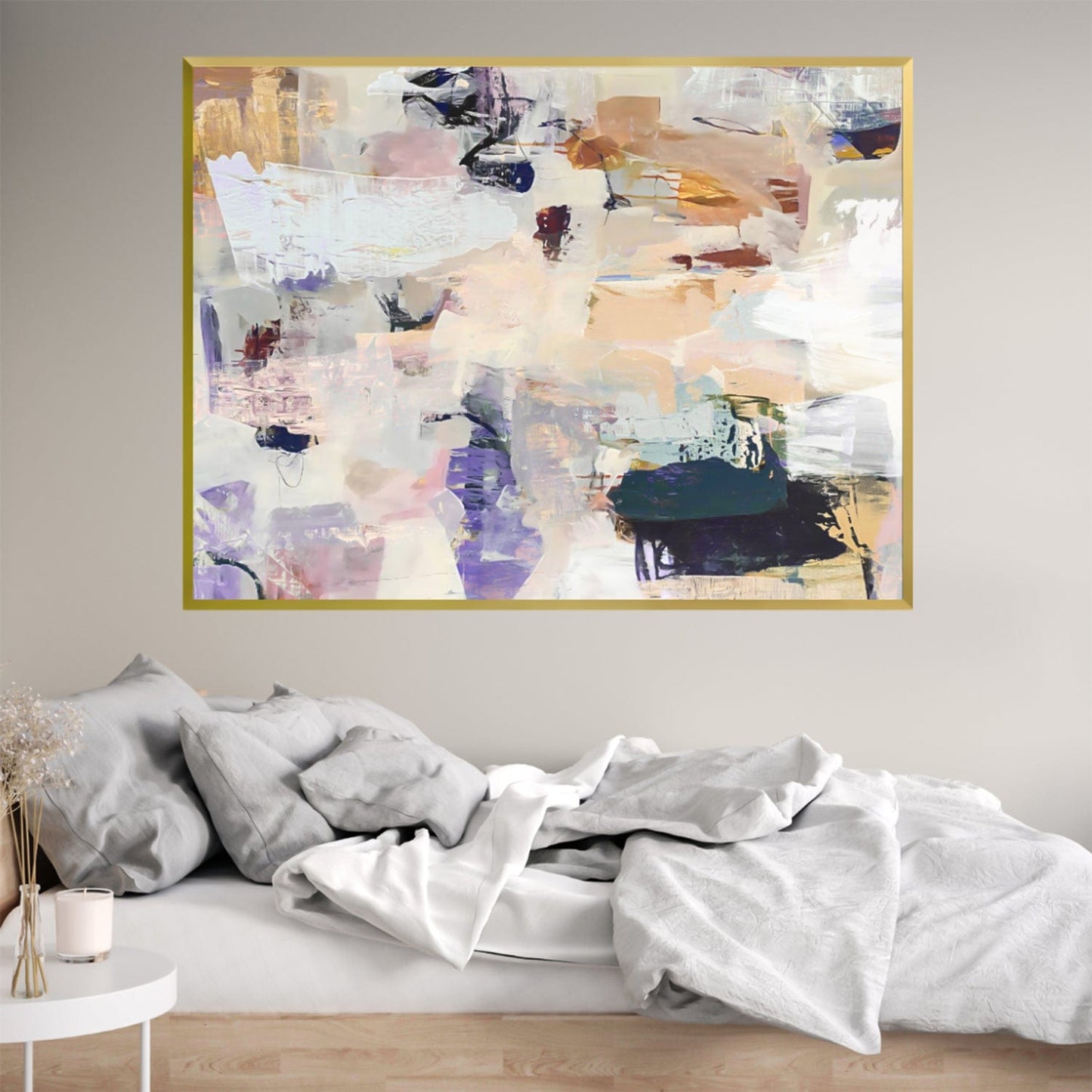 Abstract Oil Painting of Soft Colors and Textures for Modern Decor