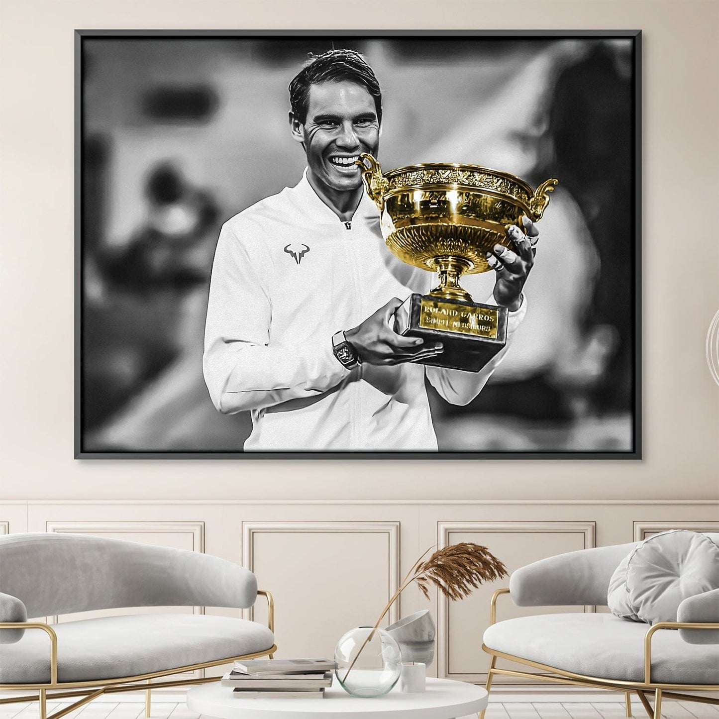 Triumphant Champion: Golden Trophy Oil Painting Inspired