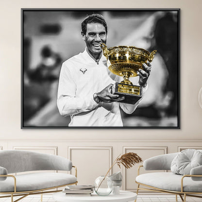 Triumphant Champion: Golden Trophy Oil Painting Inspired