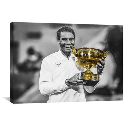 Triumphant Champion: Golden Trophy Oil Painting Inspired
