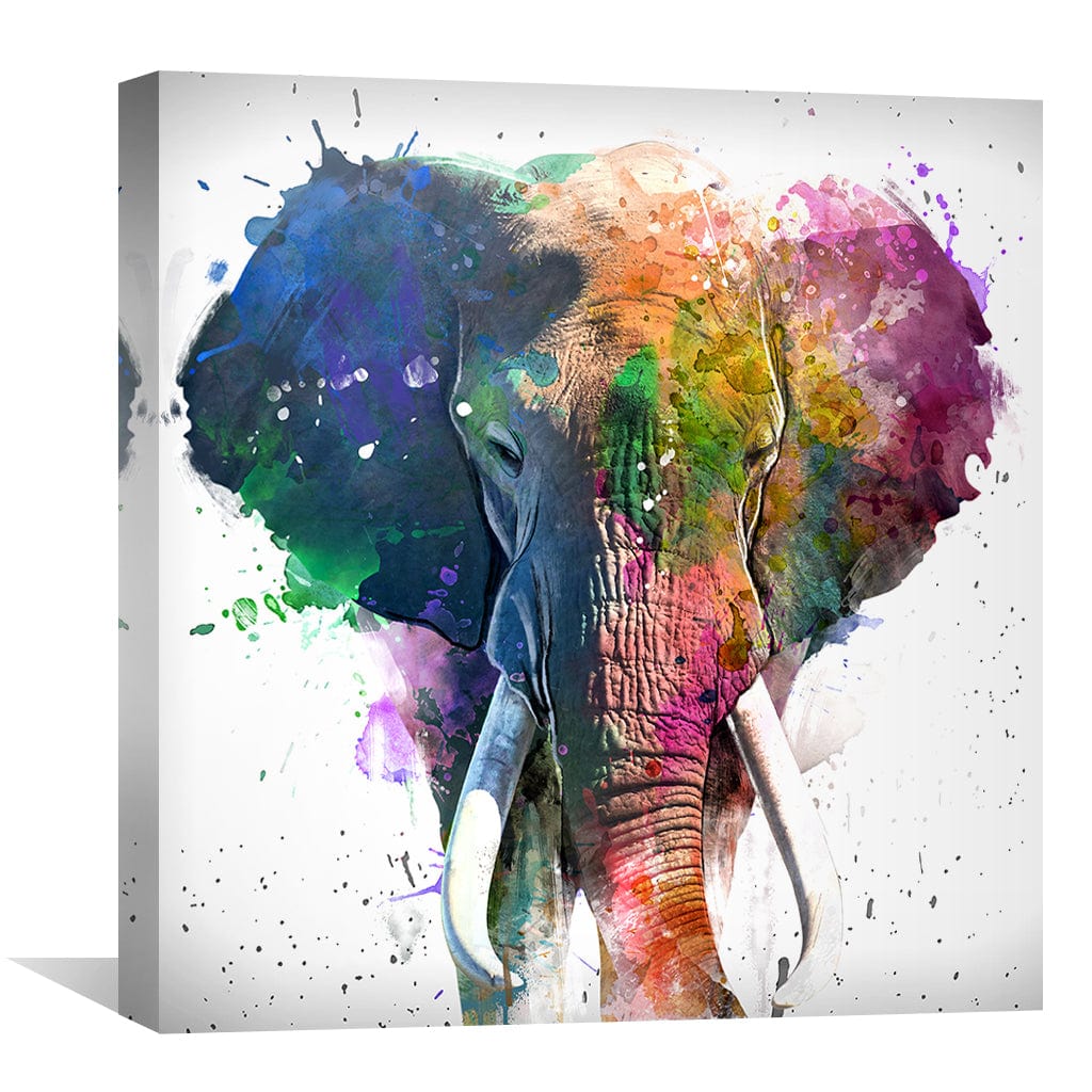 Vibrant Colorful Elephant Oil Painting for Modern Home Decor