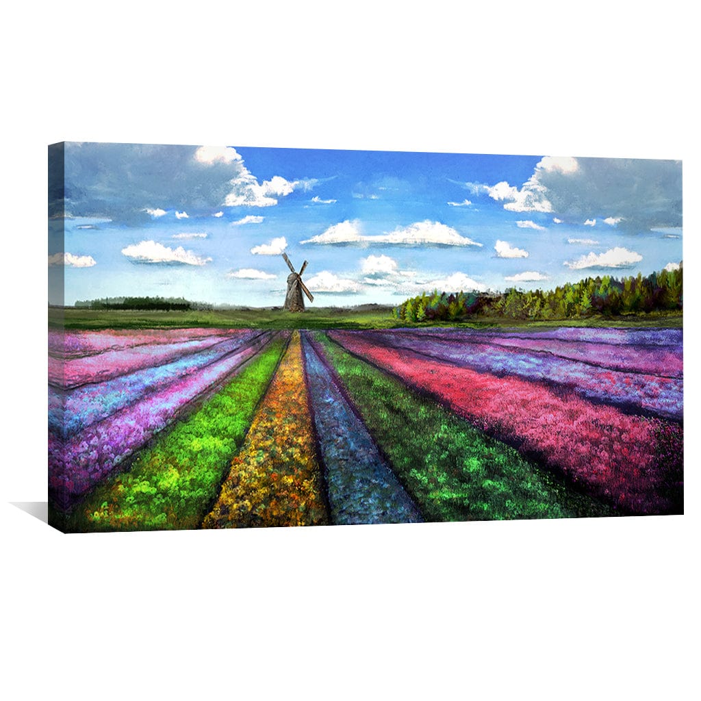 Vibrant Rainbow Meadow Oil Painting for Colorful Home Decor and Art Lovers