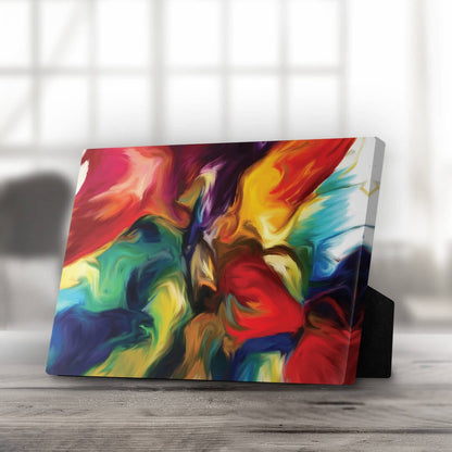 Vibrant Abstract Rainbow Oil Painting for Colorful Home Décor