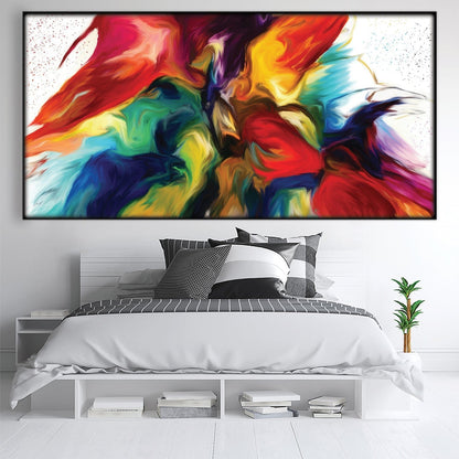 Vibrant Abstract Rainbow Oil Painting for Modern Home Decor