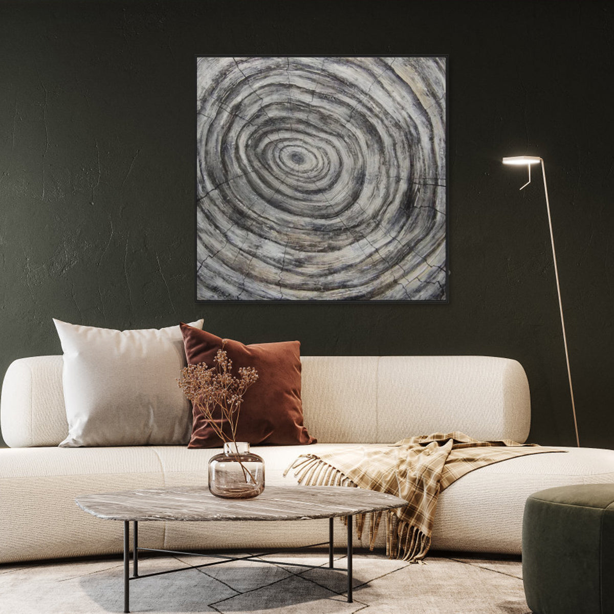 Abstract Circular Oil Painting for Modern Home Decor - Earthy Tones