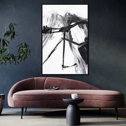 Abstract Oil Painting of Reflection and Emotion in Black and White