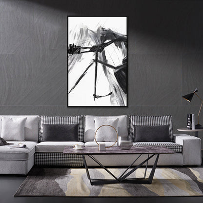 Abstract Oil Painting of Reflection and Emotion in Black and White