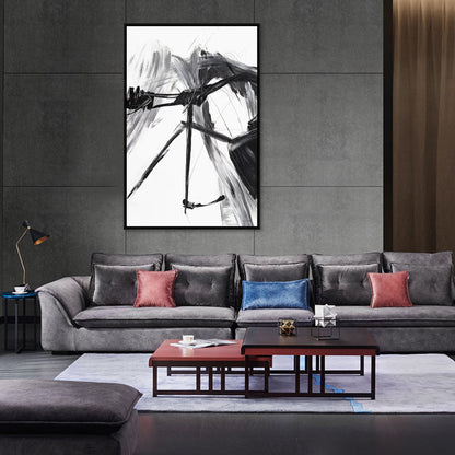 Abstract Oil Painting of Reflection and Emotion in Black and White