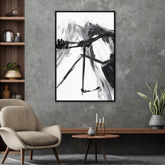 Abstract Oil Painting of Reflection and Emotion in Black and White