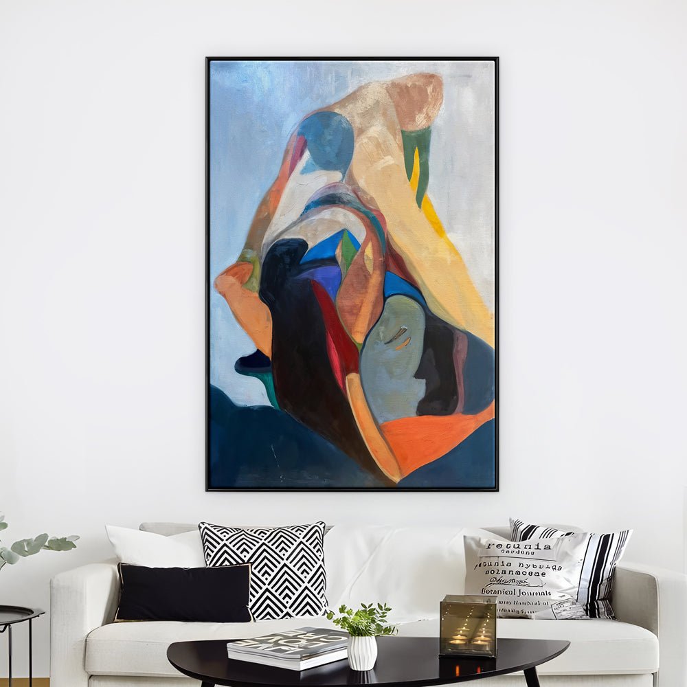 Vibrant Abstract Oil Painting of Twisted Forms and Colors for Home Decor